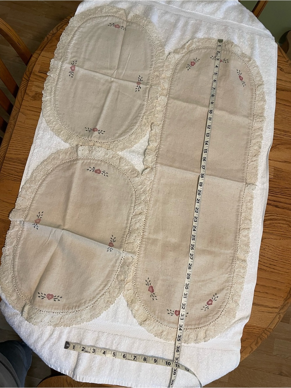 Set of Beige Doile with Heart Accents on the ends